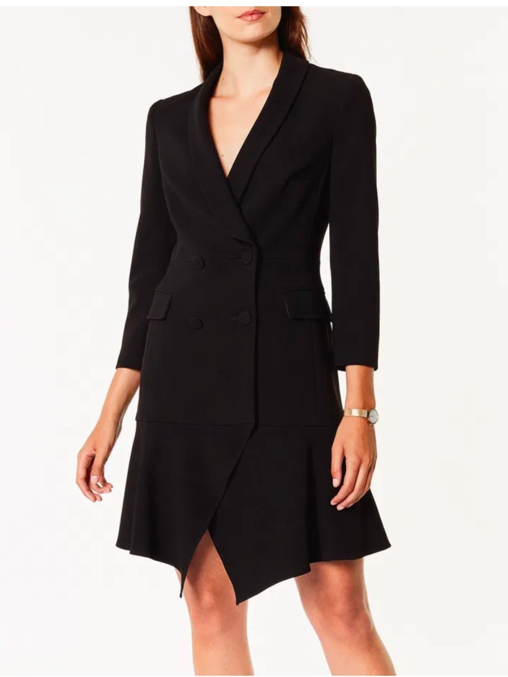 NWOT Karen Millen Black Double-Breasted Tuxedo Blazer Dress